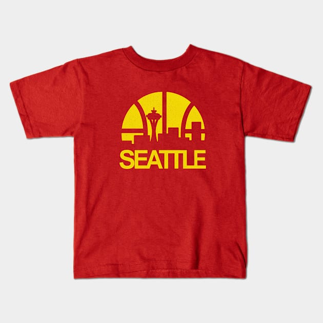 Iconic Seattle Supersonics Skyline Kids T-Shirt by LocalZonly